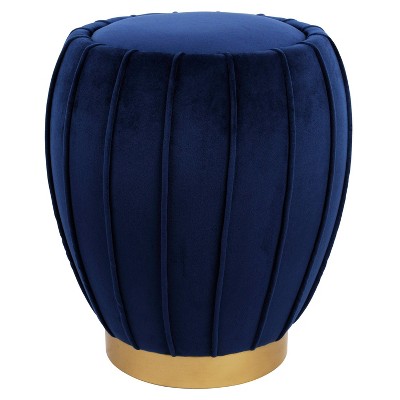 Velvet Ottoman Dark Blue/Gold - Decor Therapy