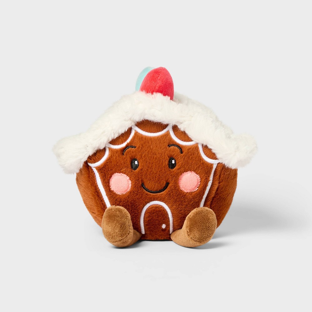 5" Gingerbread House Stuffed Animal - Gigglescape™: Polyester, Food Theme, 1 Year+, 5.5" Height