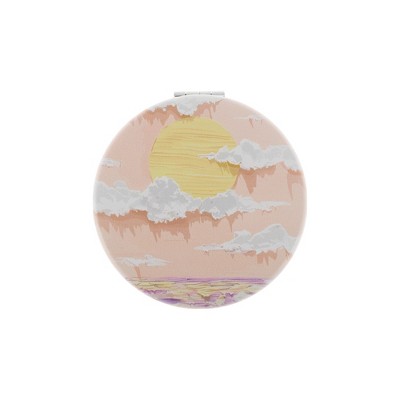 Unique Bargains Round Hand-drawn Makeup Mirror Orange 1 Pc