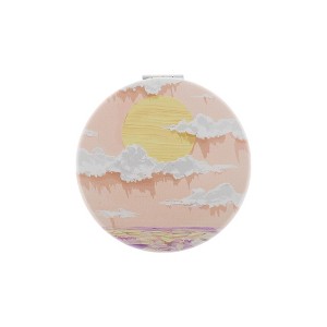 Unique Bargains Round Hand-drawn Makeup Mirror Orange 1 Pc - 1 of 3