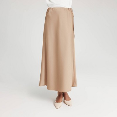 Women's Textured Satin Side-Tie Skirt - A New Day™ Light Taupe XXL