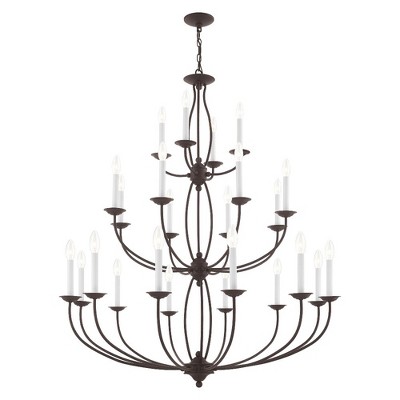 Bronze 24-Light Traditional Steel Candle Chandelier