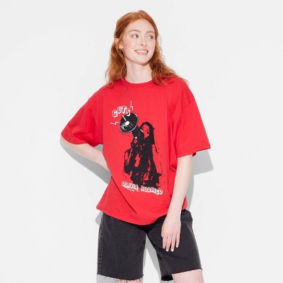 Women's Olivia Rodrigo Guts Short Sleeve Graphic Oversized T-Shirt - Red