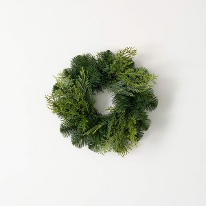 12" Lush Douglas Fir Christmas Mini Wreath, Green - 1 of 3