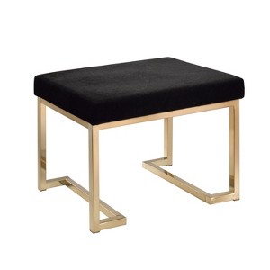Simple Relax Upholstered Ottoman with Metal Base in Black and Champagne - 1 of 4