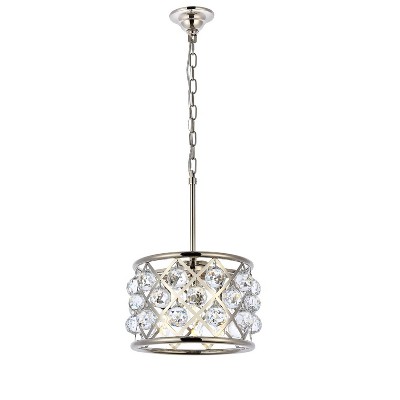 Elegant Lighting Madison Collection Pendant D:12in H:9in Lt:3 Polished Nickel Finish (Royal Cut Crystals)