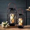 Sullivans 15.25" & 12.25" Moden Black Woven Lantern Set of 2, Metal - 3 of 4