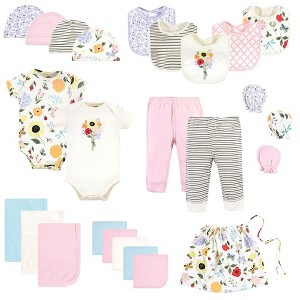 Touched by Nature Baby Girl Organic Cotton Layette Set and Giftset, Flutter Garden, 0-6 Months - 1 of 2