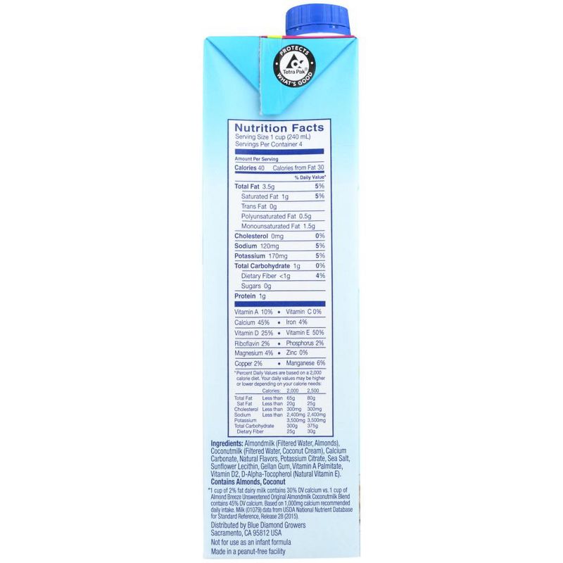 Almond Breeze Unsweetened Almond Coconut Milk Blend - Case of 12/32 oz, 4 of 8