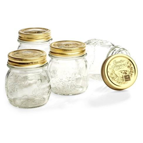 Amici Home Cantania Canning Jar, Airtight, Italian Made Food Storage Jar  Clear With Golden Lid, 4-piece,27-ounce : Target