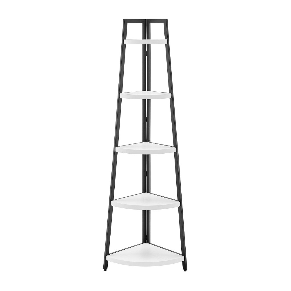 Photos - Wall Shelf 70" Free Standing 5 Tier Pyramid Corner Shelf Black/White - Danya B.