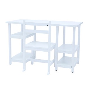 Teamson Kids Wooden Desk & Chair Set with Open Shelving for Storage Below, White - 1 of 4