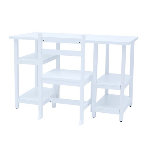 Teamson Kids Wooden Desk & Chair Set with Open Shelving for Storage Below, White - image 1 of 4