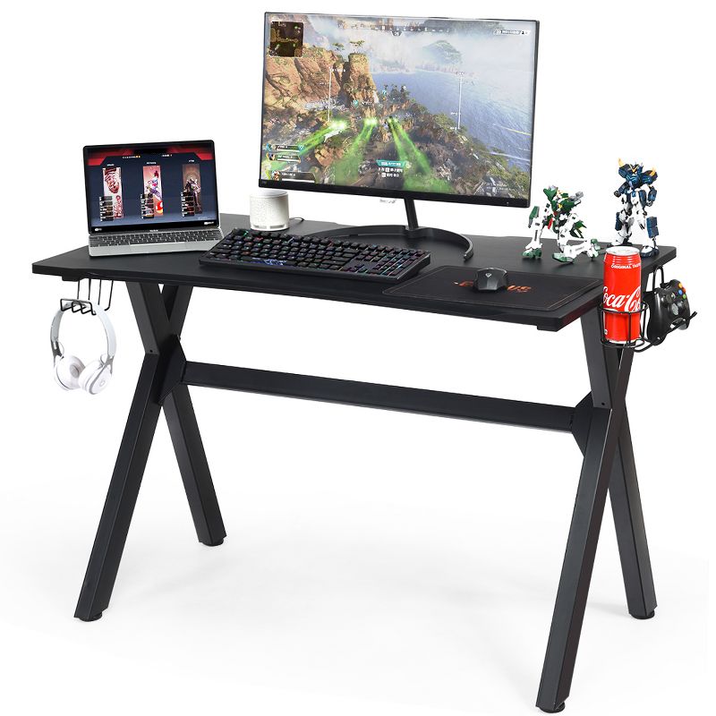 Costway Gaming Desk Computer Desk Table w/Cup Holder & Headphone Hook Gamer Workstation, 1 of 11
