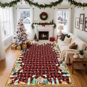 TackView Christmas Area Rug Washable Winter Holiday Rugs for Living Room Xmas Bedroom Carpet with Non Slip Backing - 1 of 4