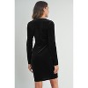 Hello Miz Women's Long Sleeve Velvet V Neck Wrap Maternity Dress - 3 of 4