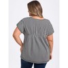 GRACE & GRANDEUR Women's Plus Size Drop Shoulder Vertical Stripe Short Sleeve V Neck Blouses - image 3 of 3