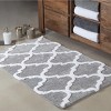 Home Mart Goods Silver 2 Piece Trellis Plush Soft Cozy 100% Cotton Bath Mat Set - 2 of 3