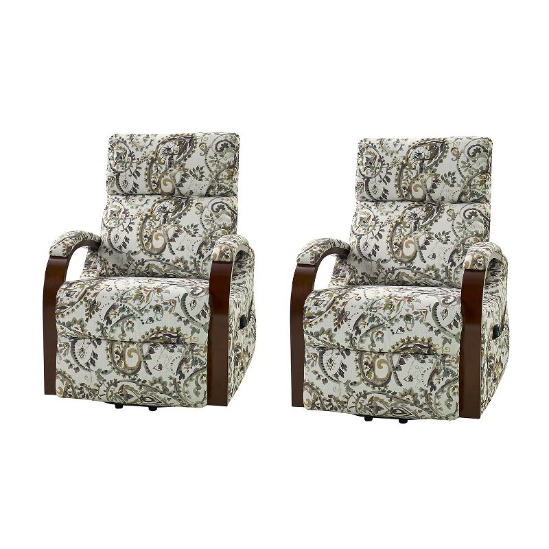 Set of 2 Noemi Upholstered Lift Assist Power Recliner Chair with Wood Arms | Artful Living Design, 1 of 11