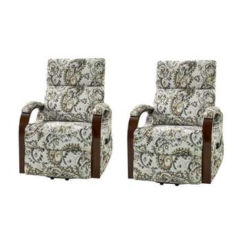 Set of 2 Noemi Upholstered Lift Assist Power Recliner Chair with Wood Arms | Artful Living Design