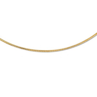 Black Bow Jewelry 2mm 14k Yellow Gold Round Omega Chain Necklace