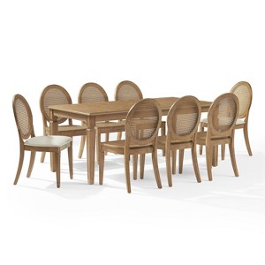 Unity Re clair フィトンチッド2個セット Katia 9Pc Dining Set With Cane-Back Upholstered Chairs - Driftwood