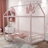 CAVINAS Twin/Full Size Bed Frame with House Roof & Fences,Metal Floor Bed for Kids Room,Bedroom - 2 of 4