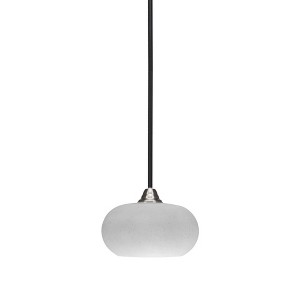 Toltec Lighting Paramount 1 - Light Pendant in  Matte Black/Brushed Nickel with 10" White Muslin Shade - 1 of 1