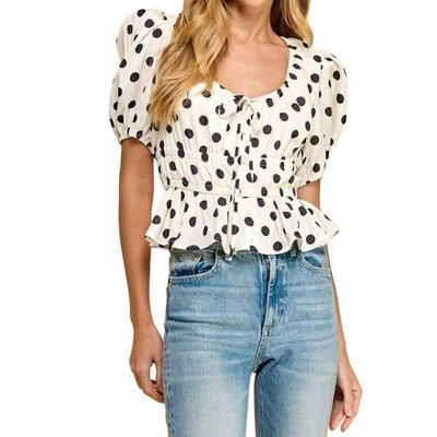 Women's Polka Dot Print Scoop Top - TCEC