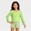 Girls' Wicked x Katie Kime 2pc Long Sleeve Top and Pointelle Pajama Set - Green - 3 of 4