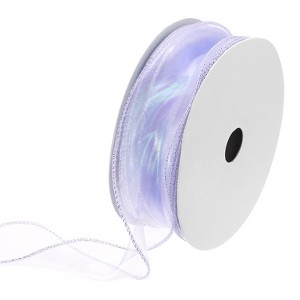 Unique Bargains Gift Wrapping Wide Sheer Wired Pastel Shimmer Iridescent Chiffon Ribbons 1 Pc - 1 of 4