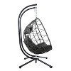Nestfair 74.8" 2 Person Outdoor Patio Wicker Swing Egg Chair with Cushion Dark Gray - 4 of 4