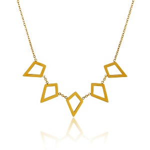 ELYA Women's Linked Open Geometric Gold Plated Steel Necklace - 1 of 3