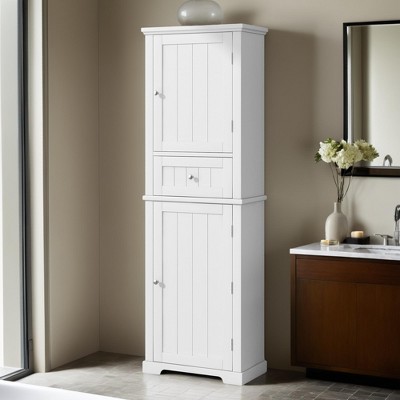 67.7" Tall Bathroom Storage Cabinet, Freestanding Storage Cabinet with Drawer and Adjustable Shelf - Leovsnove