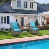 3 Piece Patio Dining Table Set, Wicker Rocking Bistro Set with 2 Swivel Chairs & Tempered Glass Top Table, Rattan Outdoor Furniture - 3 of 4