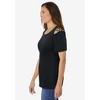 Woman Within Plus Size Lattice-Detail Cold-Shoulder Tee - 4 of 4