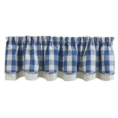 Park Designs Buffalo Check Lined Layered China Blue Valance 16"L - image 1 of 3