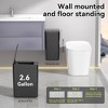 JANSNO 2Pack Black 2.6 Gallon Touchless Slim Trash Can with Lid, Waterproof - 2 of 4