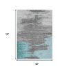 Teal Blue And Gray Abstract Washable Indoor Outdoor Area Rug - 3 of 4