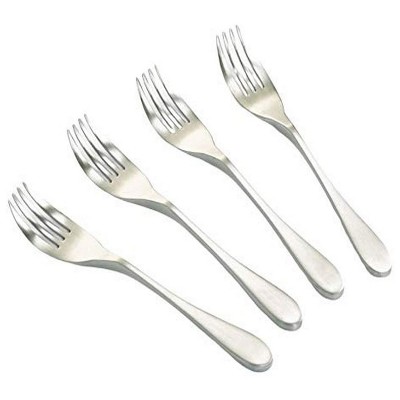 Knork 4 Piece 18/0 Stainless Steel Dining Silverware Flatware Original Salad Fork Set, Brushed Silver