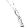 Pompeii3 1/4ct 3 Stone Round Three Diamond Pendant 14K White Gold - 2 of 3
