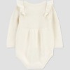 Carter's Just One You® Baby Girls' Ruffle Sweater Bubble Romper - Cream - 2 of 3