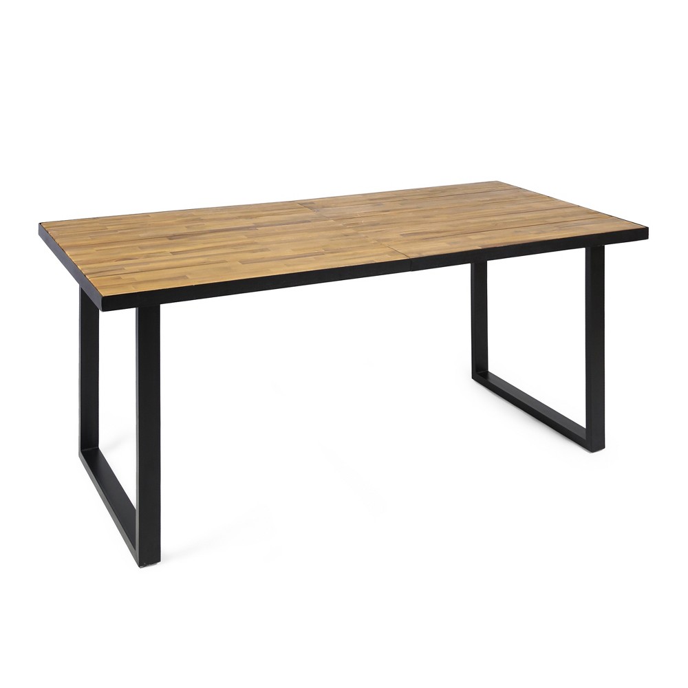 Photos - Coffee Table Kyston Rectangle Acacia & Iron Dining Table - Black/Teak - Christopher Kni