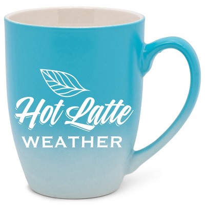 Elanze Designs Hot Latte Weather Two Toned Ombre Matte Teal and White 12 ounce Ceramic Stoneware Coffee Cup Mug