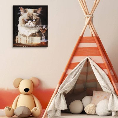 Grumpy Cat 'I'm Not Listening' Multicolor Canvas Wall Art
