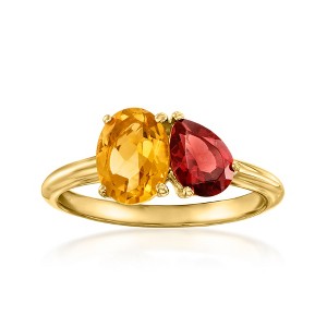 Ross-Simons 1.10 Carat Citrine and .90 Carat Garnet Toi Et Moi Ring in 18kt Gold Over Sterling - 1 of 4