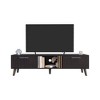 Chic Crate-Modern Media Console – Black & Natural Oak TV Stand w/ Two-Door & Open Shelf, Multi-Room Furniture - 3 of 4