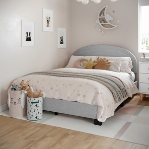 Buzz & Bloom Platform Bed Frame with Curved Headboard and Wood Slat Foundation - 1 of 4