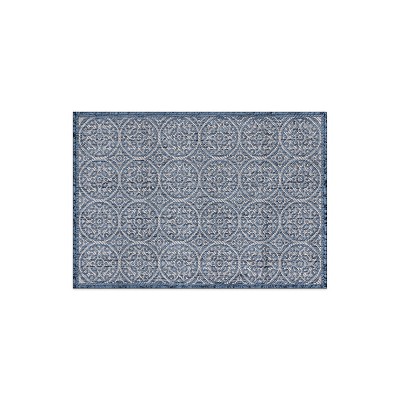 World Rug Gallery Transitional Floral Circles Textured Flat Weave Indoor/Outdoor Area Rug