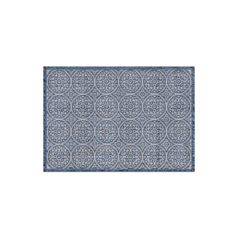 World Rug Gallery Transitional Floral Circles Textured Flat Weave Indoor/Outdoor Area Rug, 1 of 10